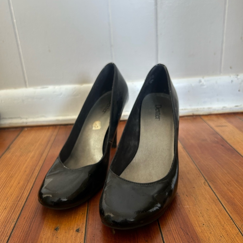 Dexter black leather heels